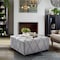 Armen Living Gemini Contemporary Ottoman in Silver Linen with Piping Accents and Wood Legs LCGMOTSLV - alternate 2
